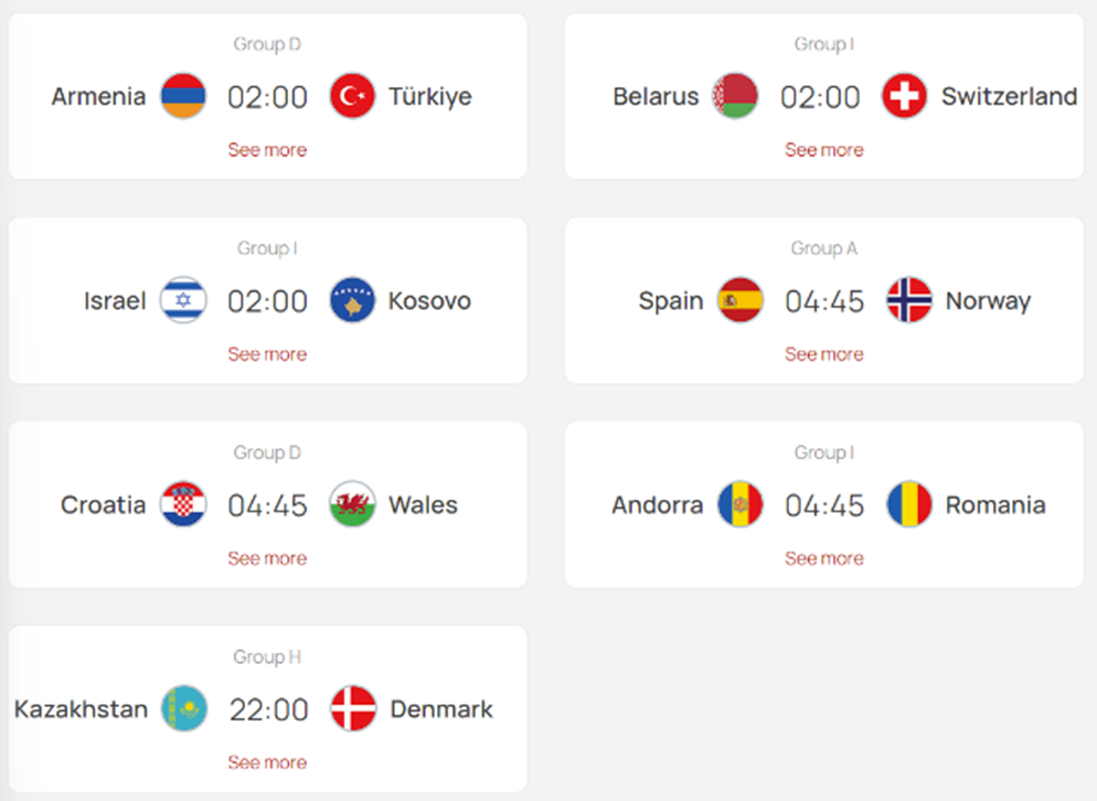 UEFA 유로 2024 예선 매치데이1 경기 일정