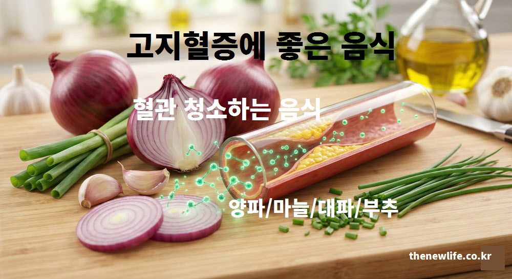 혈관을 청소하는 이미지를 시각화한 고지혈증에 좋은 음식 일러스트