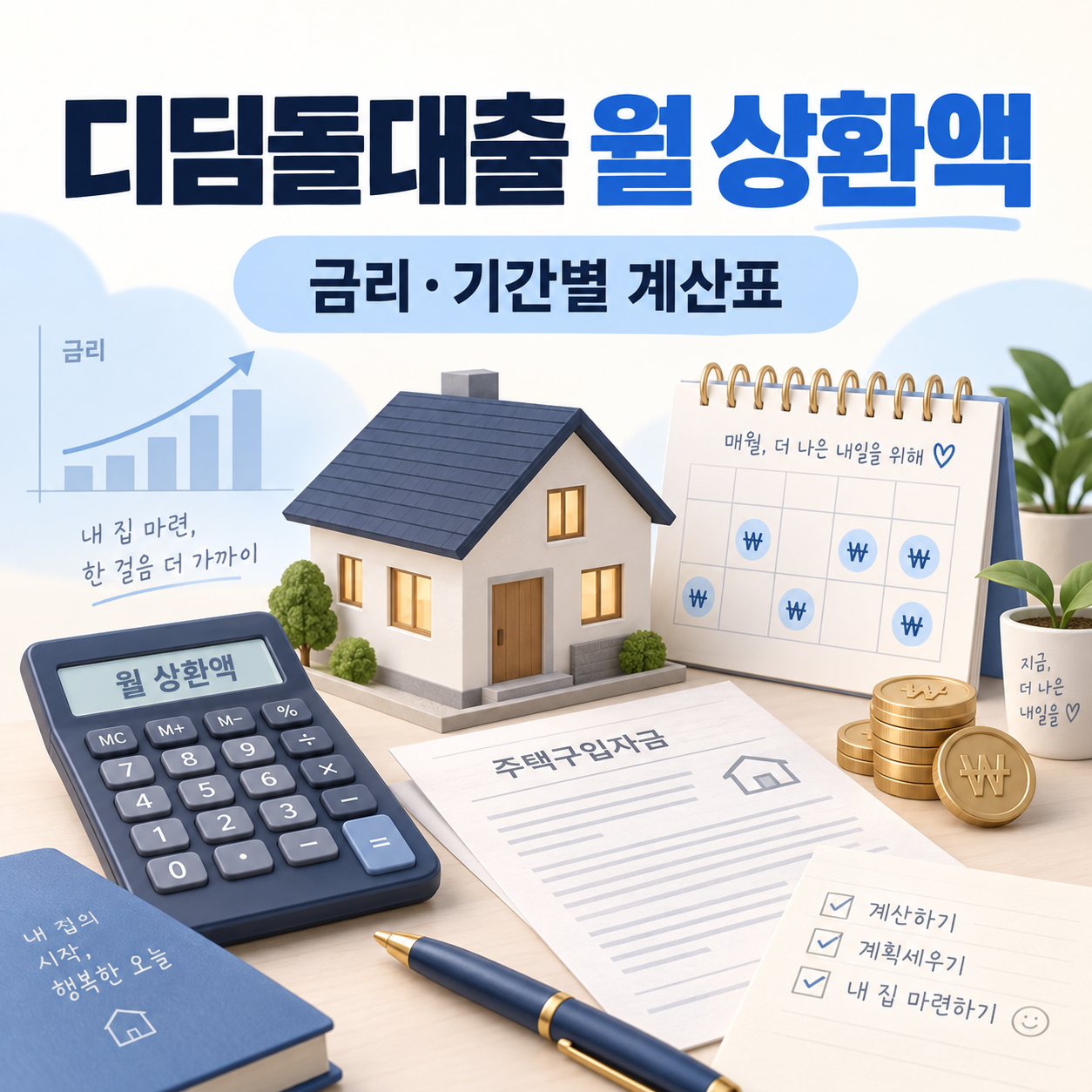 디딤돌대출 월 상환액 계산표 - 금리·기간별 원리금 비교