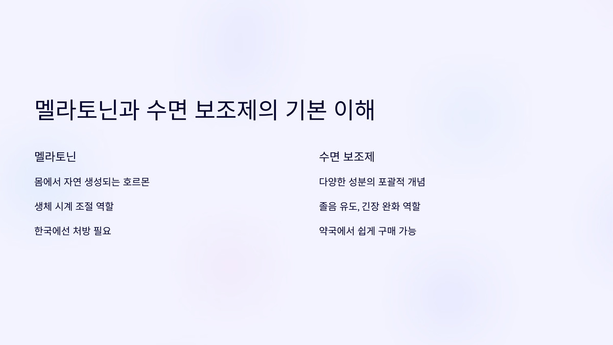 멜라토닌 vs 수면 보조제 이해