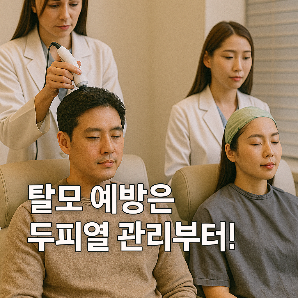 두피열 클리닉 받는 커플