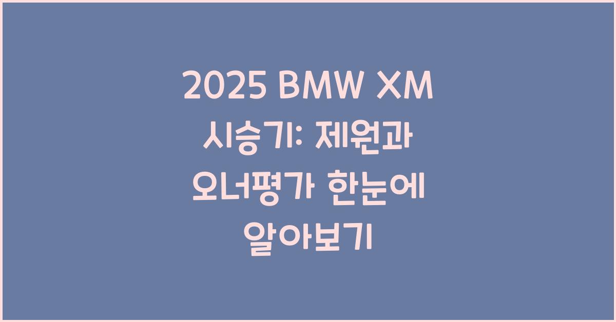 2025 BMW XM 시승기 제원 연비 장단점 유지비 오너평가