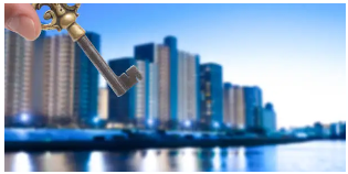 베트남 아파트 단지와 열쇠 이미지, 집 구하기 상징 사진