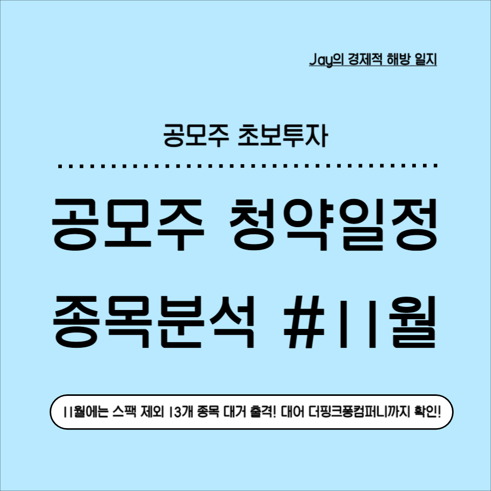 공모주 11월 청약일정 및 종목 분석, 13개 종목 대거 출격!