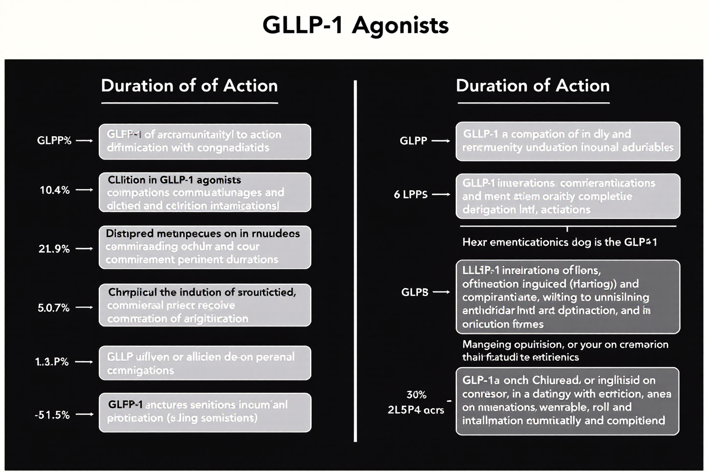 📌 (그림 3 삽입) 프롬프트: "GLP-1 작용제의 종류별 작용 시간과 특징을 비교하는 다이어그램"