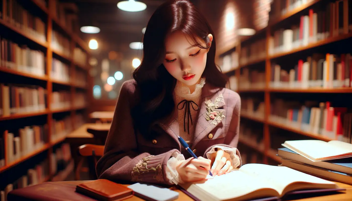 경력기술서-예시를-참고하며-글쓰기하는-여성의-모습