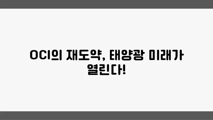 OCI, 태양광 폴리실리콘 사업의 복과 미래