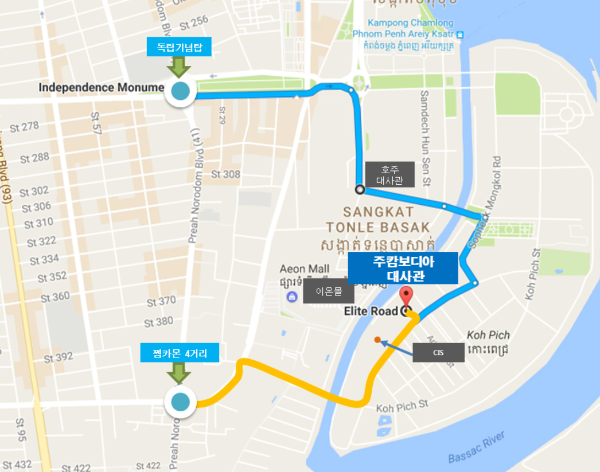 캄보디아 헌국 대사관 위치
