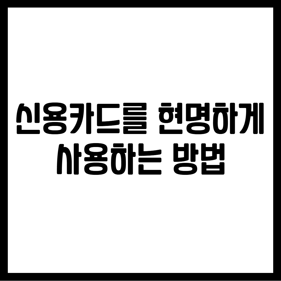 현명한 신용카드 사용법
