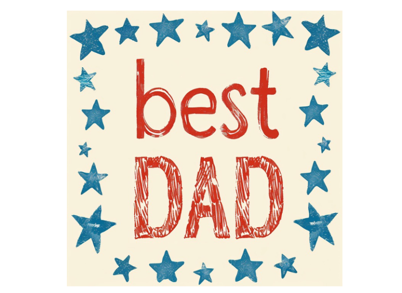 "best dad라는 문구와 파란색 별 무늬가 장식된 포스터 이미지, 예비 아빠를 응원하는 따뜻한 메시지를 담은 디자인"