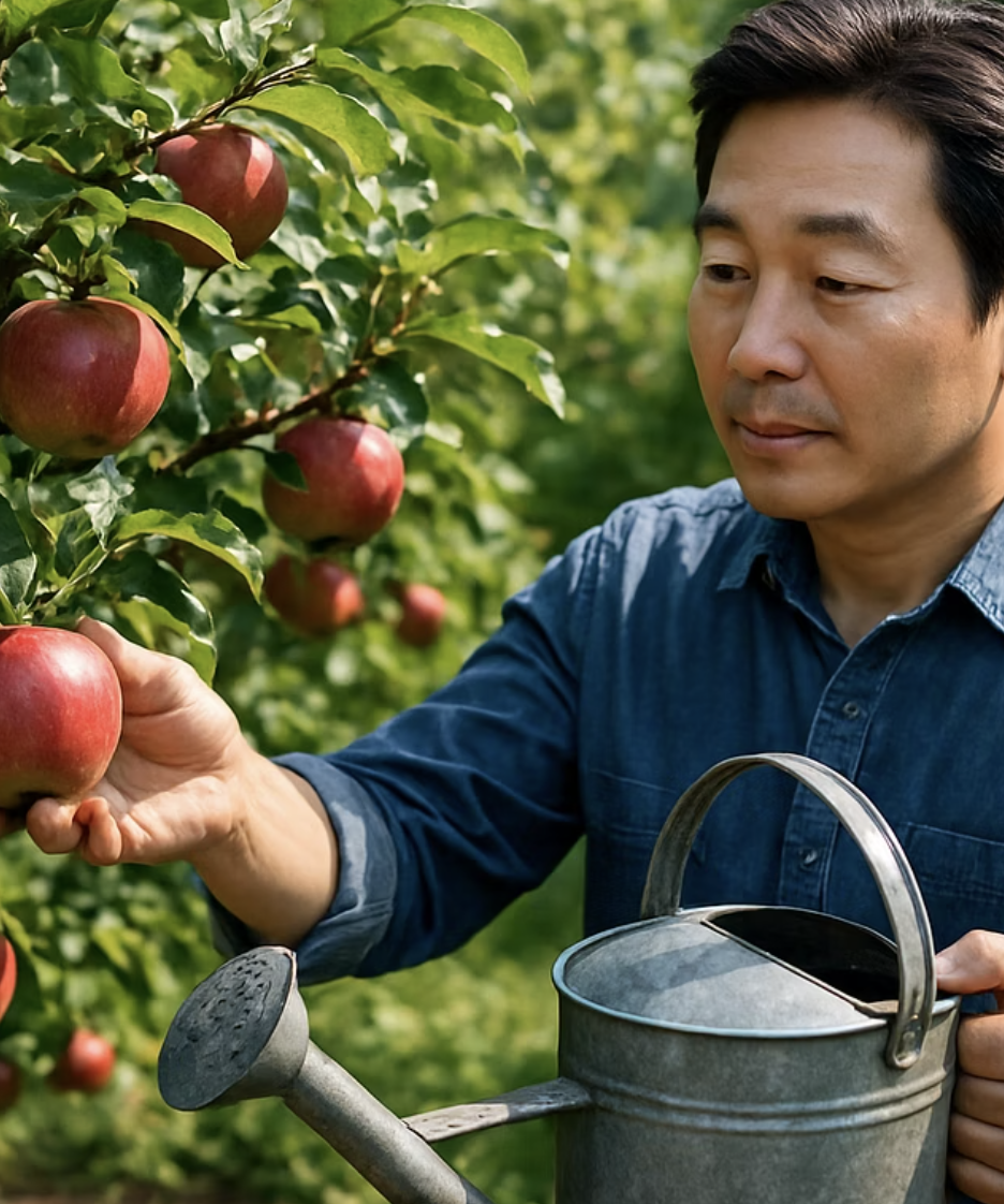 빨갛고 맛있는 사과 수확의 핵심&amp;#44; 사과나무 인공수분과 봉지 씌우기