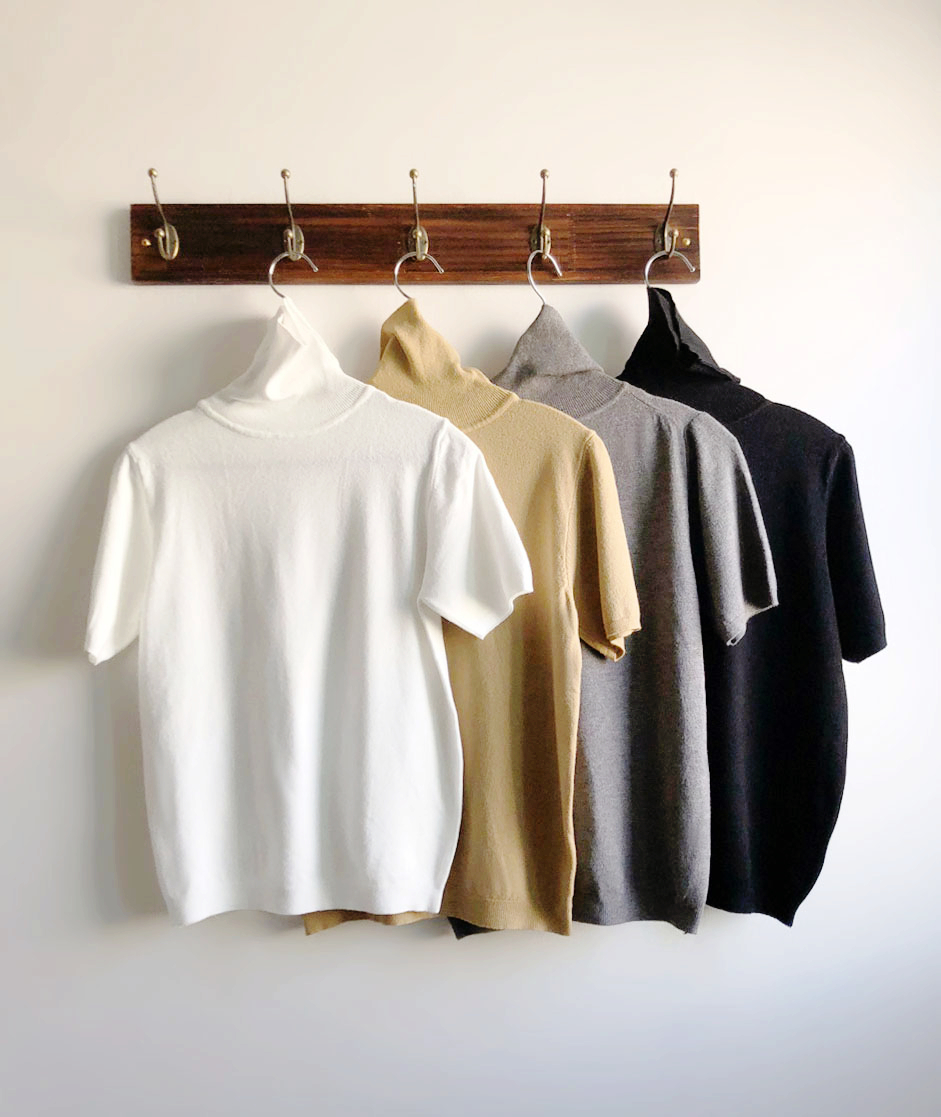 ipdda 가을 부드러운 반팔 목폴라 니트티 간절기 베이직 폴라 모달 니트 티