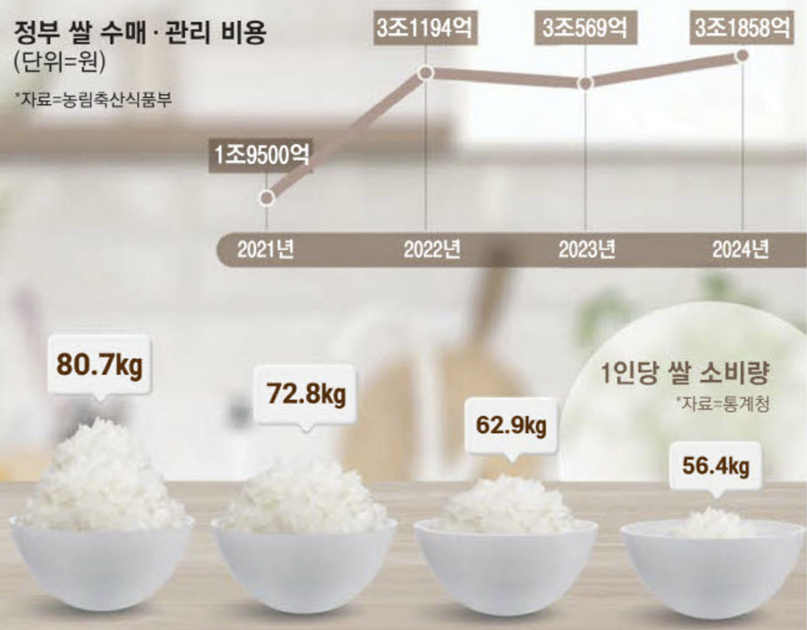 정부 쌀 수매 관리 비용 (출처 : 매일경제)