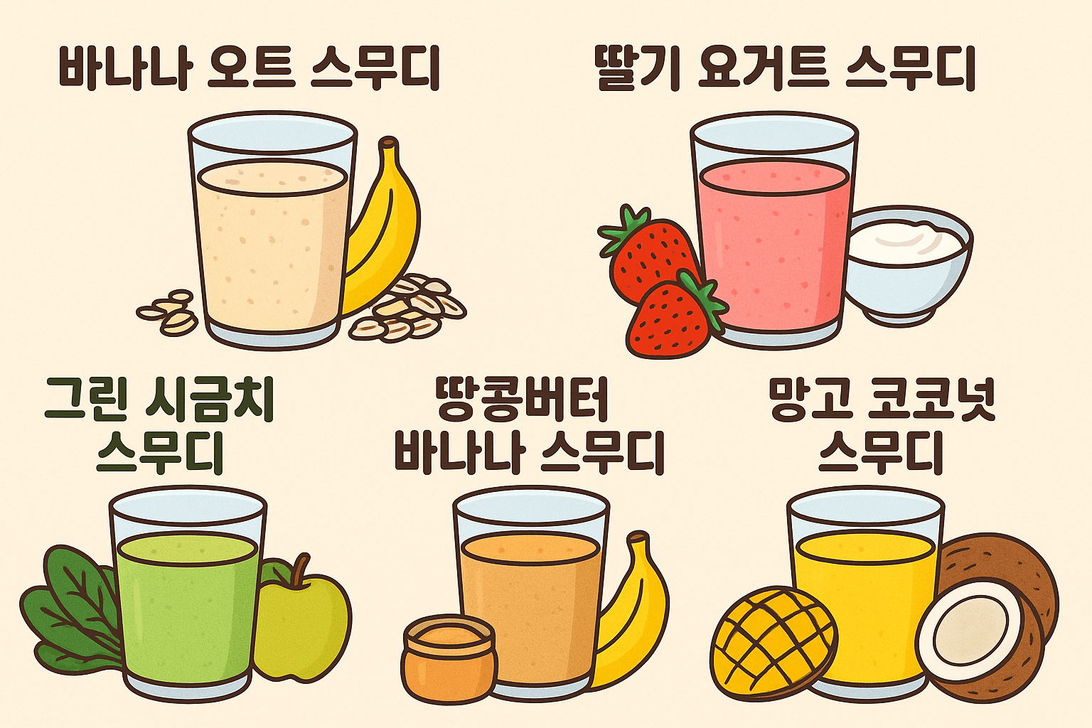 간단 재료로 만드는 건강 스무디 레시피 5가지