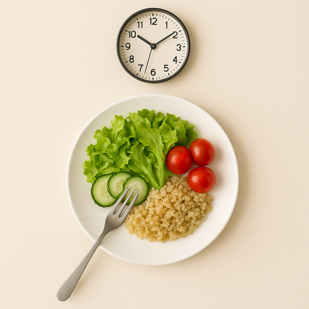 식사 시간을 지켜 정갈하게 차려진 한끼 식사를 표현한 이미지
