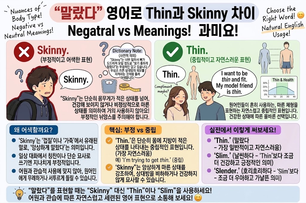 몸이 말랐다 영어로