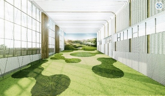 왕길역 로열라크씨티 푸르지오 신축아파트 30m 복층형 인도어 골프연습장 커뮤니티시설 모습.