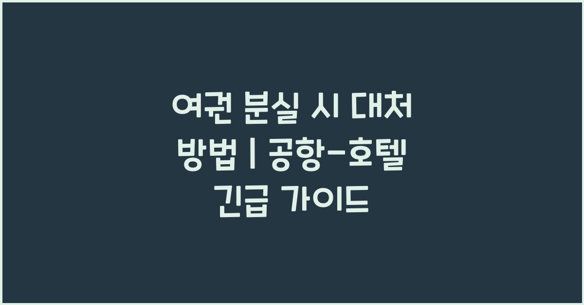 여권 분실 시 대처 방법