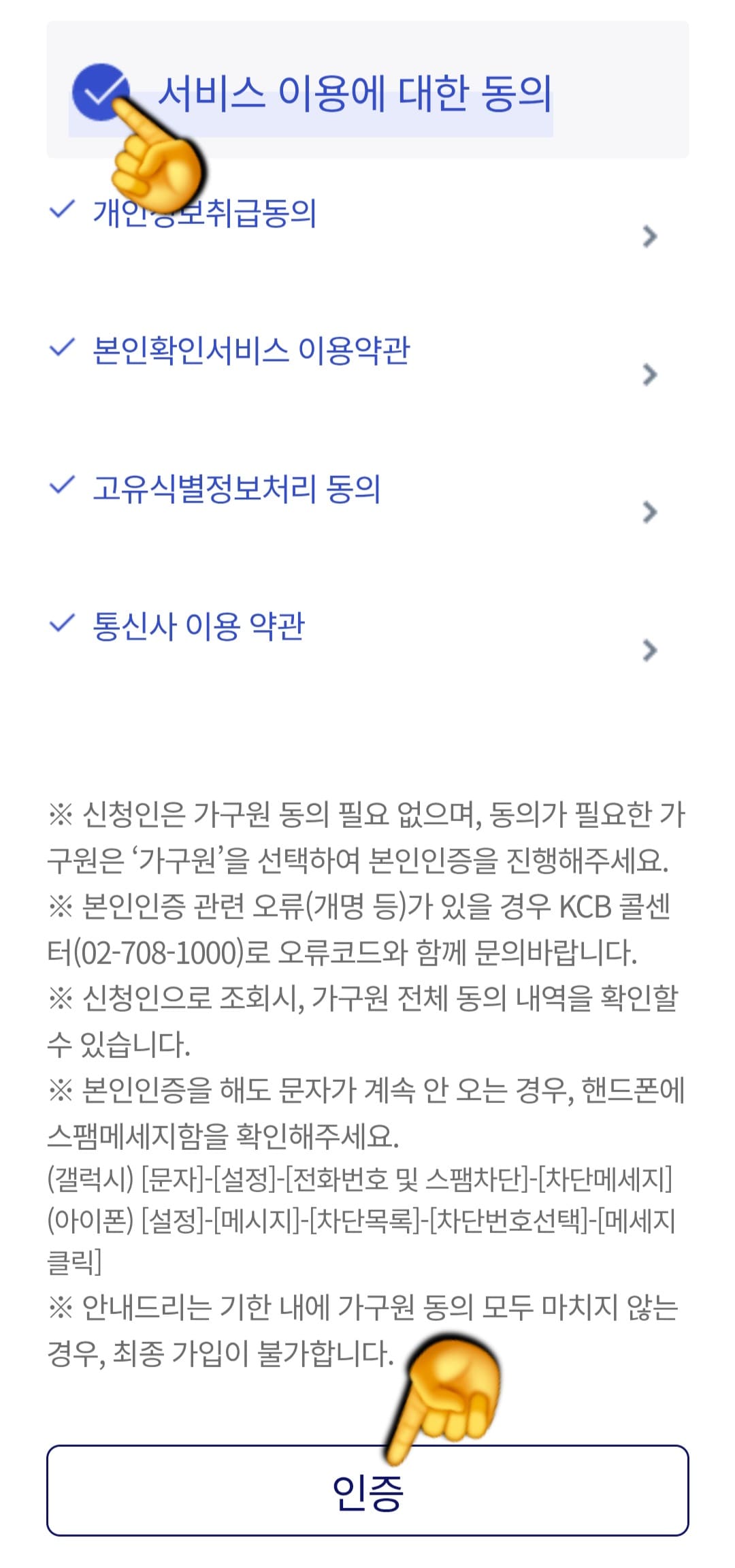 청년도약계좌-가구원동의-방법-안내-&ldquo;서비스-이용에-대한-동의&rdquo;에-체크표시를-한-뒤&amp;#44;-&ldquo;인증&rdquo;-버튼을-누릅니다.