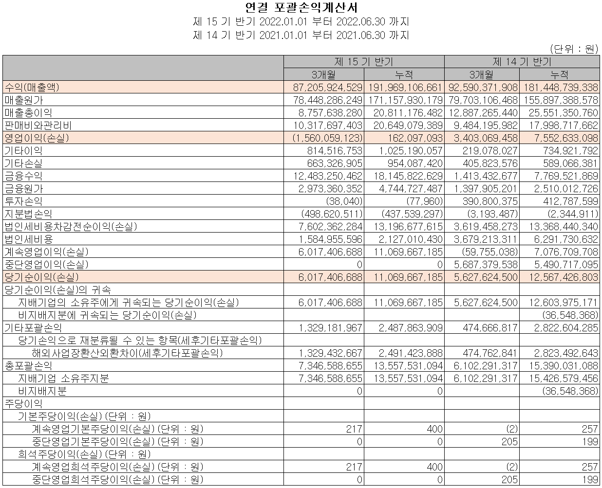 와이솔 - 손익계산서