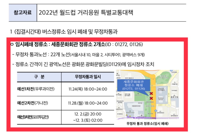 월드컵 거리응원 특별교통대책