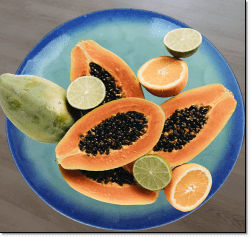 파파야 씨앗과 레몬 라임 