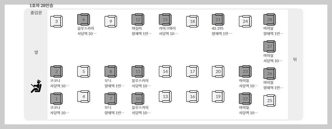 다음매일산악회-예약-좌석선택
