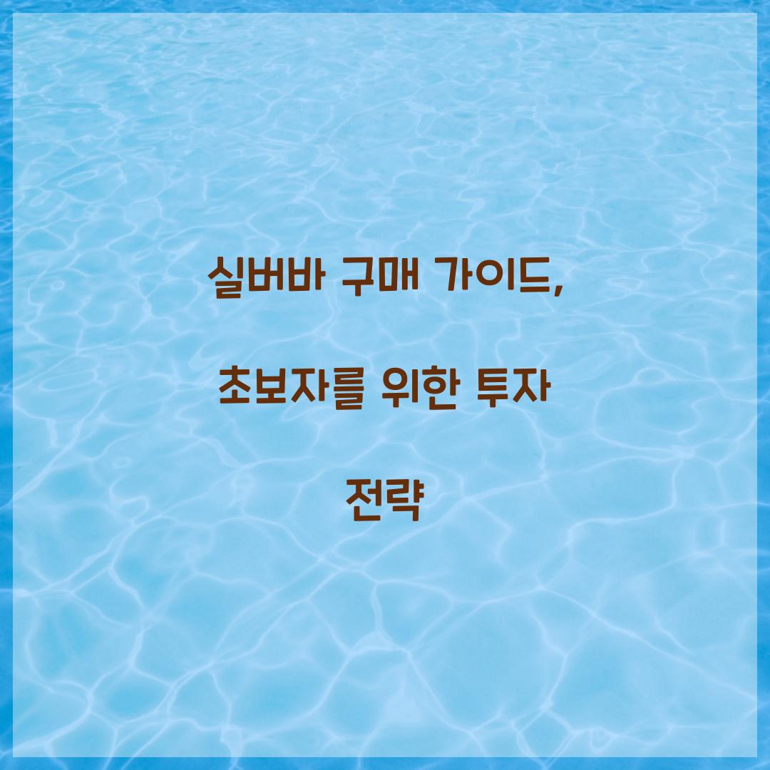 실버바 구매