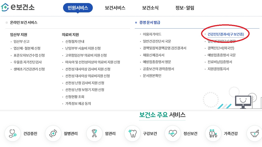 보건증 온라인 발급 방법