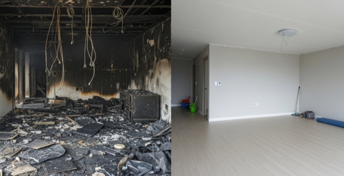 화재청소 후 복구 인테리어중