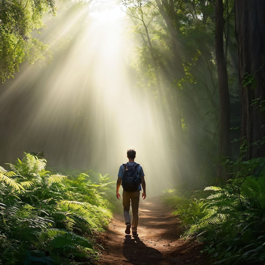 핸들을 찾아 가고 있는 청년 사진