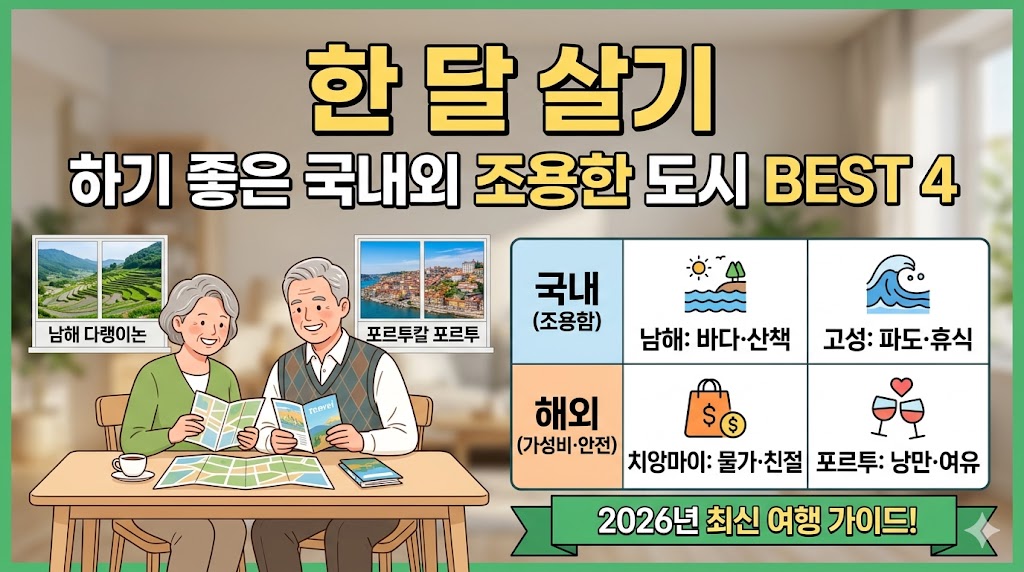 한 달 살기 하기 좋은 국내외 조용한 도시 BEST 4