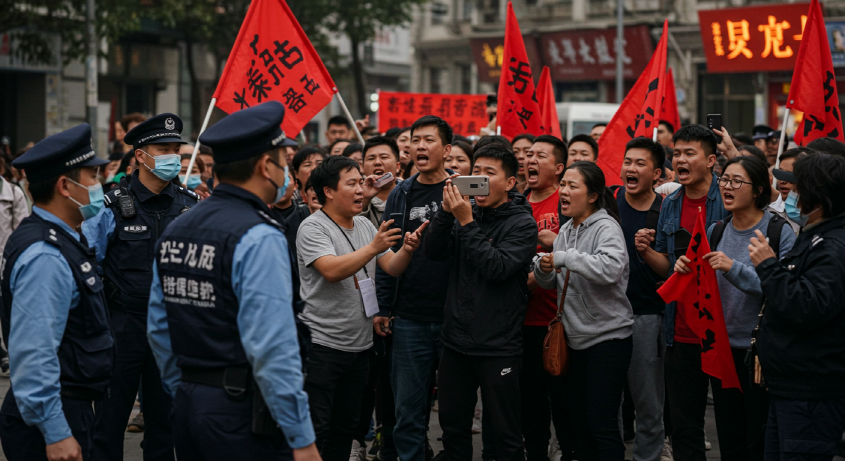 중국 쓰촨성 학교폭력 사건에 분노한 시민들의 대규모 시위 현장
