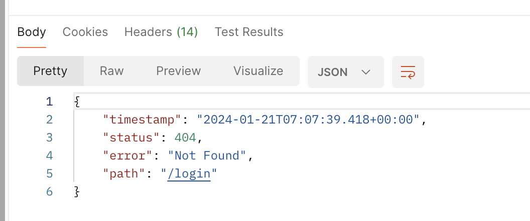 /login not found error