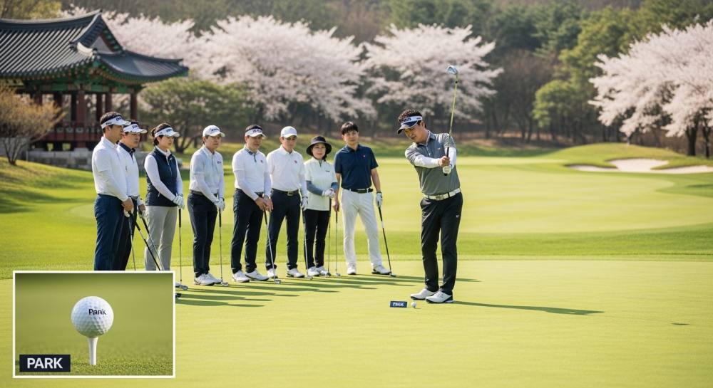 파크골프 지도사가 강습하는 사진