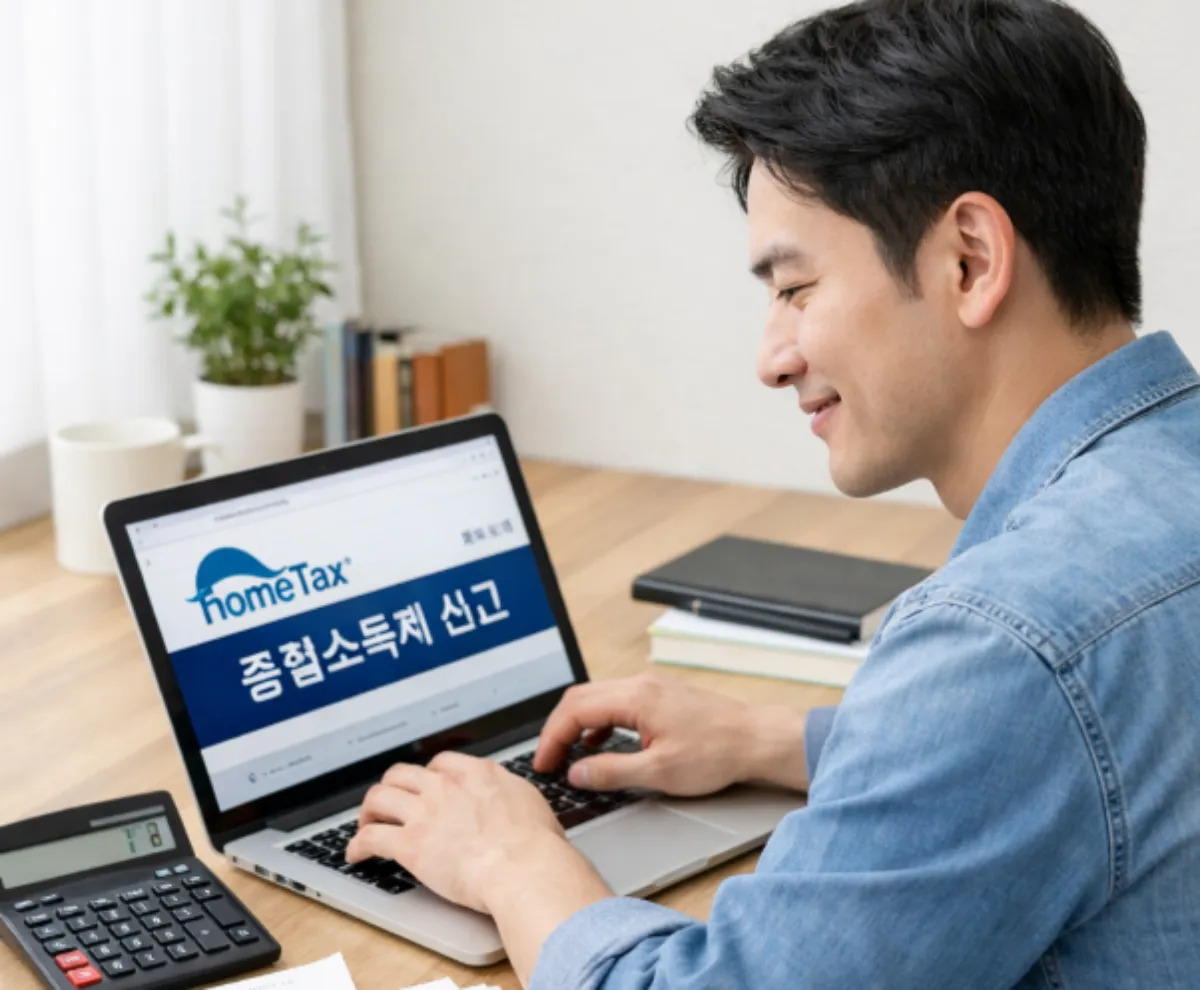 노트북으로 프리랜서 5월 종합소득세 신고하는 모습