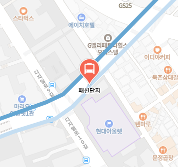 패션단지에서 인천공항 리무진 공항버스(6004번) 지도 위치