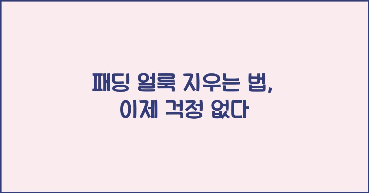 패딩 얼룩 지우는 법