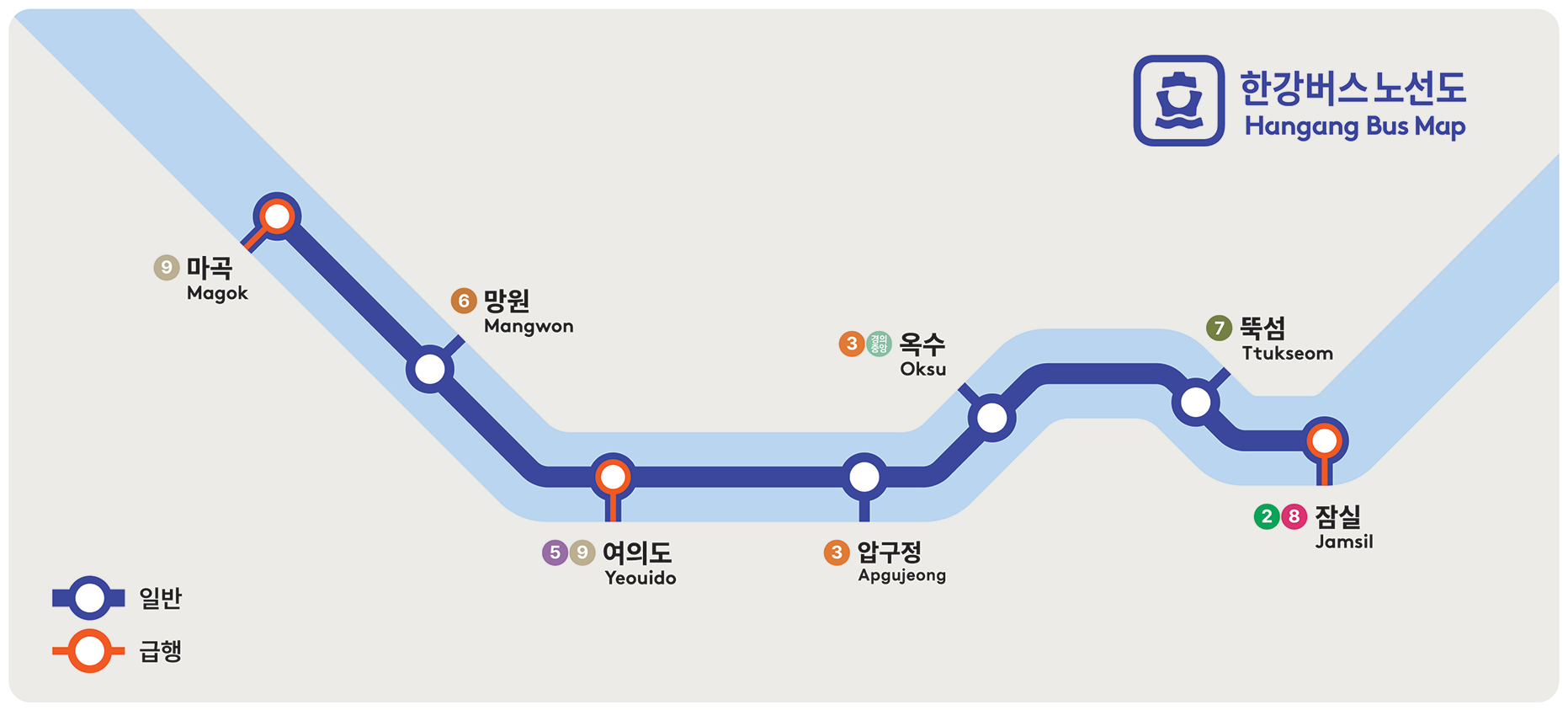 한강버스노선도