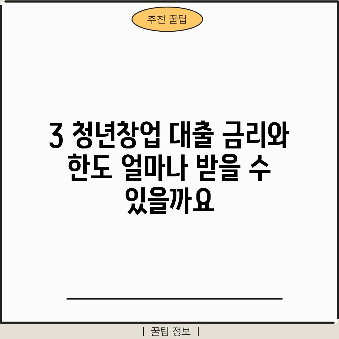 3. 청년창업 대출 금리와 한도: 얼마나 받을 수 있을까요?