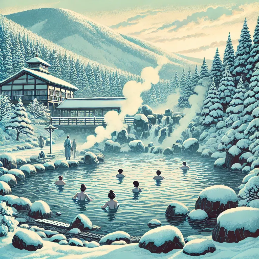 겨울 노보리베쓰 온천, 눈 덮인 자연 속 온천욕