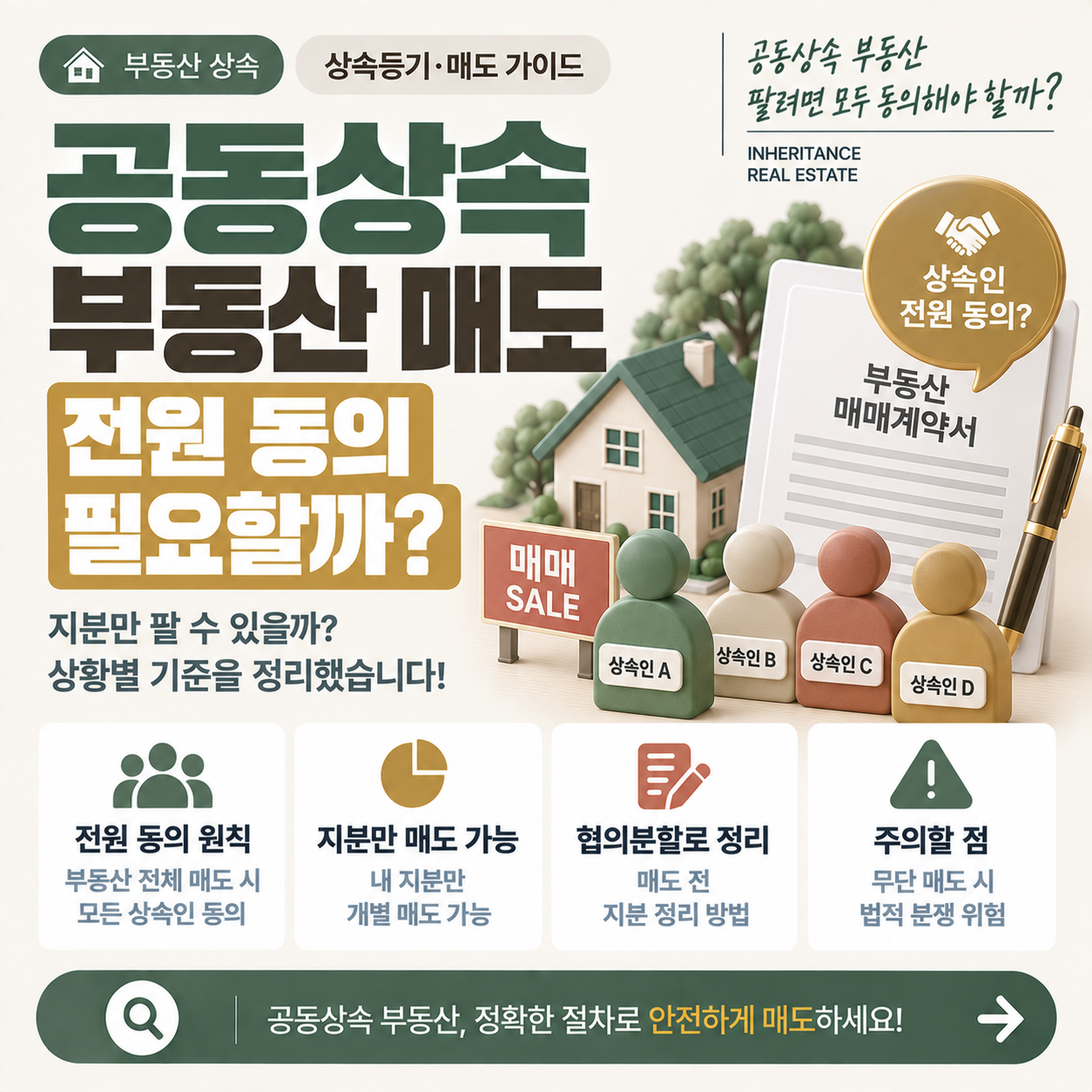 공동상속 부동산 매도 시 전원 동의 여부를 확인하는 이미지