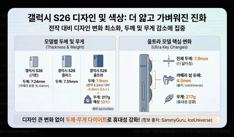 갤럭시 S26 출시일 및 가격 [스펙 유출 정보] 디자인 변화 및 핵심 기능 총정리