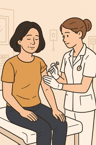 호르몬 치료를 받는 여성 일러스트