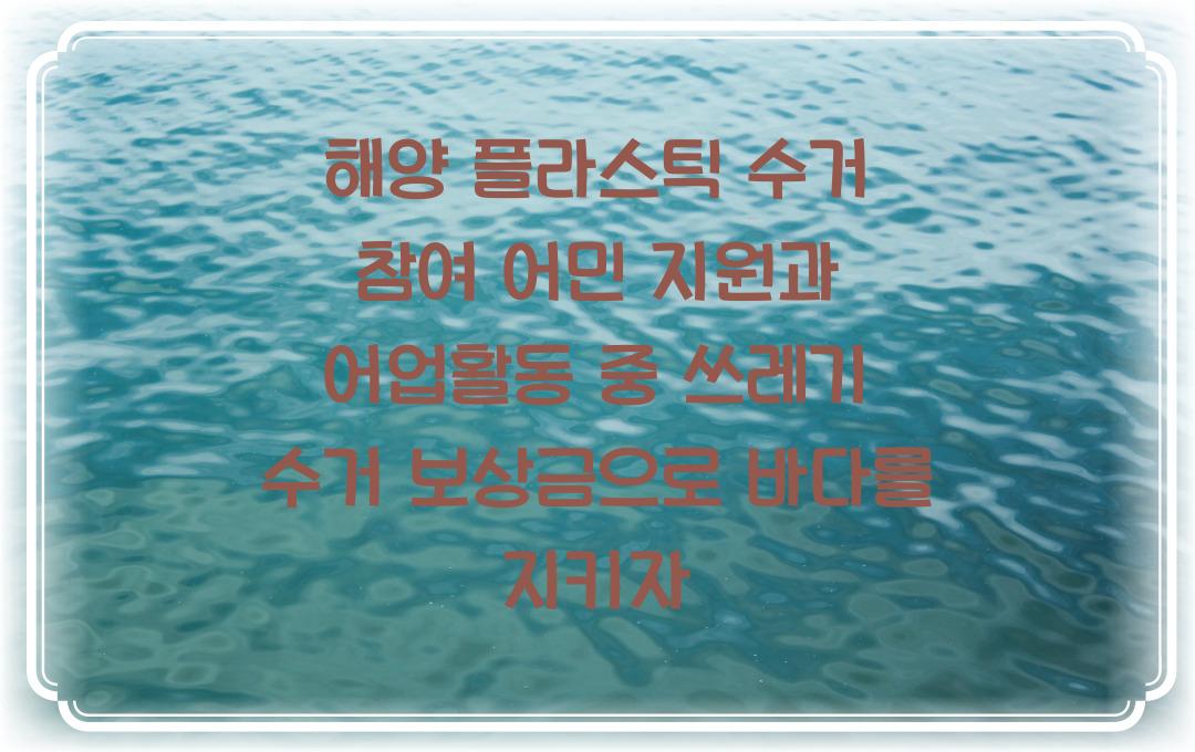 해양 플라스틱 수거 참여 어민 지원, 어업활동 중 쓰레기 수거 보상금