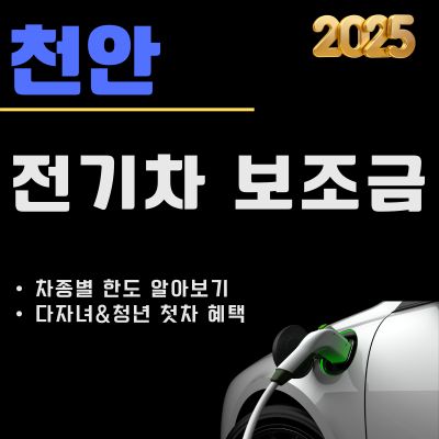 썸네일_2025년 천안 전기차 지원금 완벽가이드 (신청방법, 최대한도, 다자녀, 청년 인센티브)