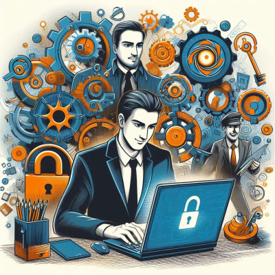 노트북을 보며 보안 문제로 고민하는 남성.