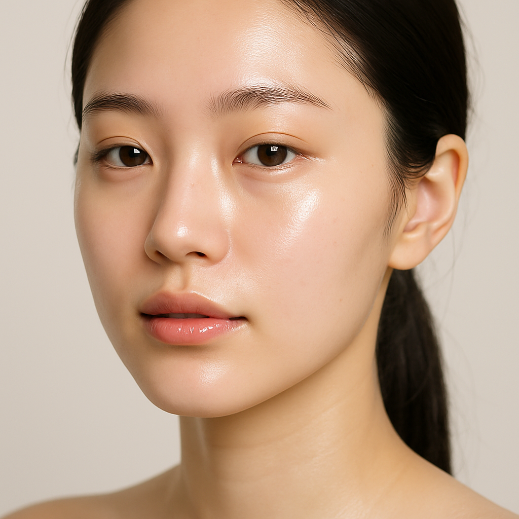 얼굴이 투명하게 빛나는 여성