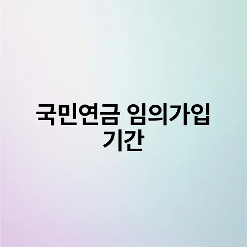 국민연금 임의가입 기간