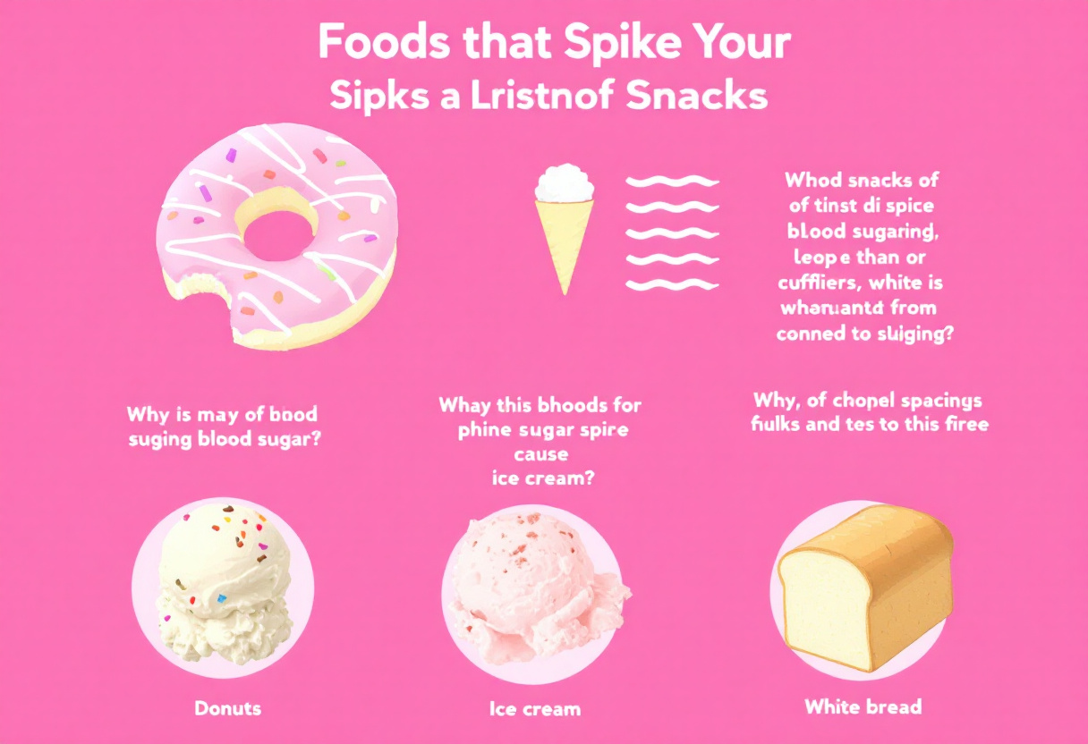 "혈당을 급등시키는 간식의 예시와 이유를 정리한 인포그래픽"